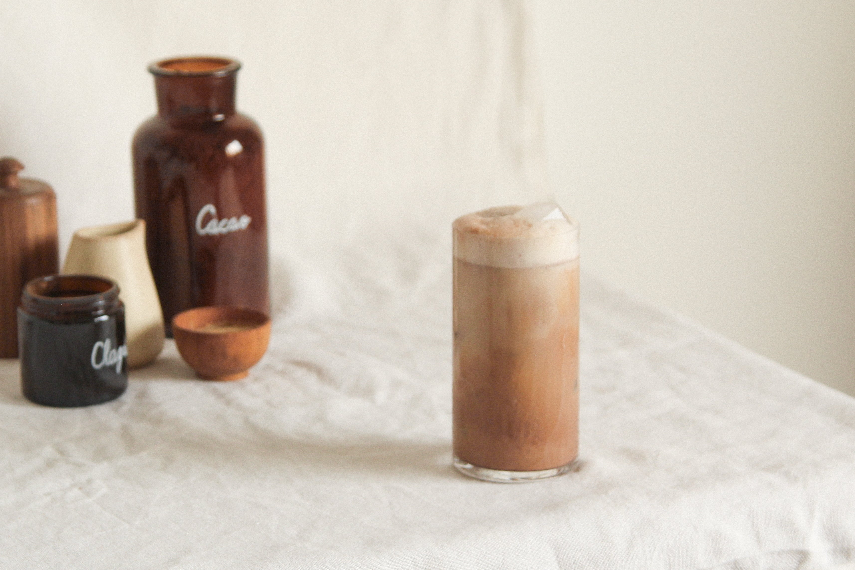 Iced latte au cacao et chaga