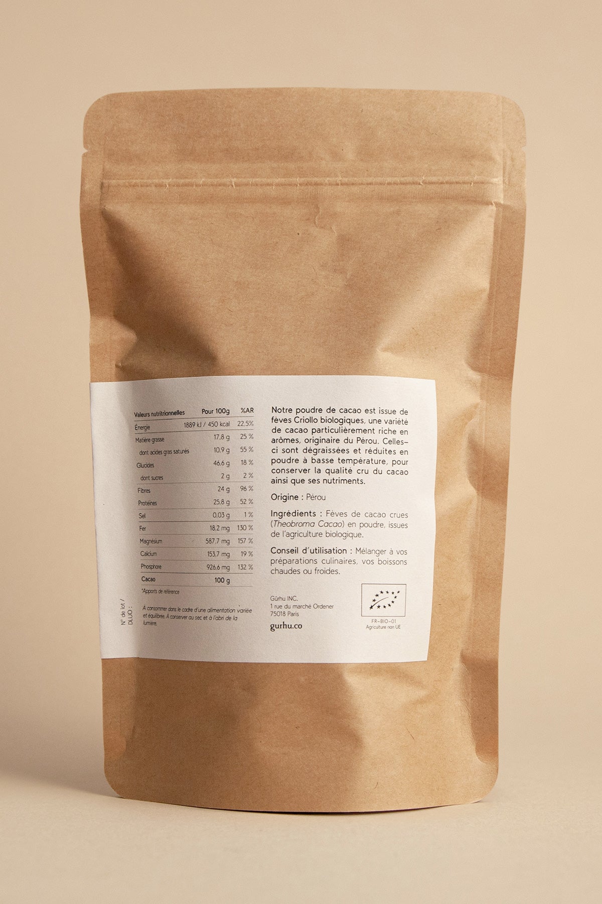 Cacao cru en poudre. Bliss dust. Revitalisant - Anti-dépresseur - Antioxydant - Superfood